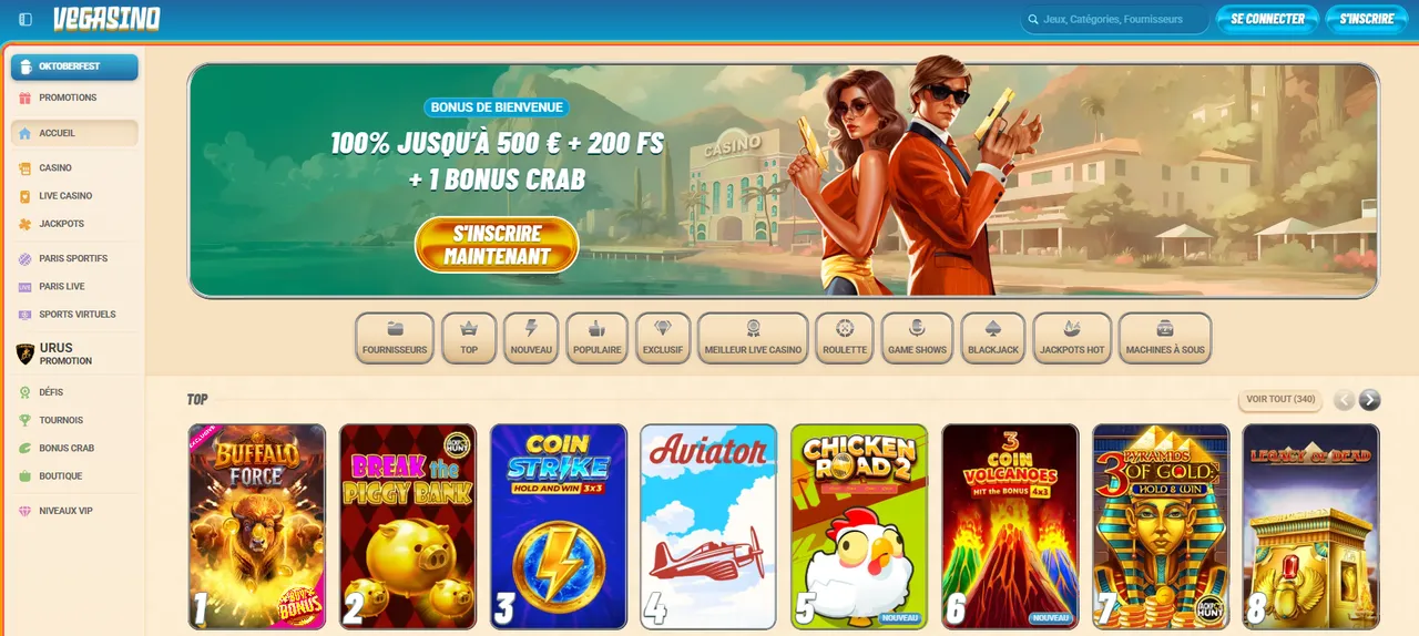 Présentation du casino Vegasino