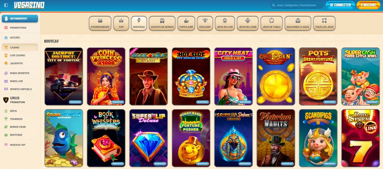 Expériences réelles avec Vegasino